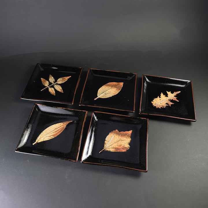 中里太郎右衛門窯 唐津木の葉銘々皿（五客組） – ギャラリー一番館