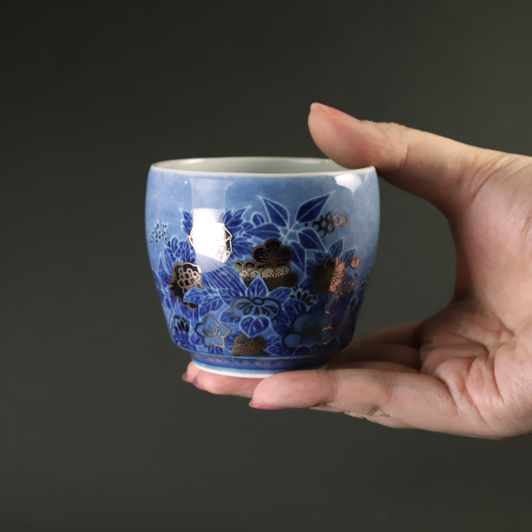 十四代今泉今右衛門‼️藍墨はじき花瓶‼️志野茶碗付き‼️ 十四代今泉今