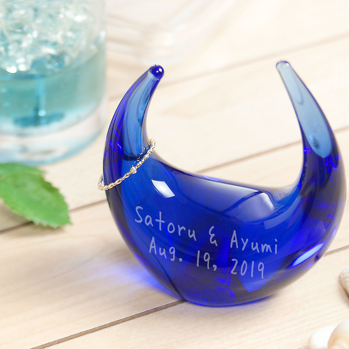 アンティーク⭐️コバルトブルー切子ガラス⭐️オルゴール付きリング