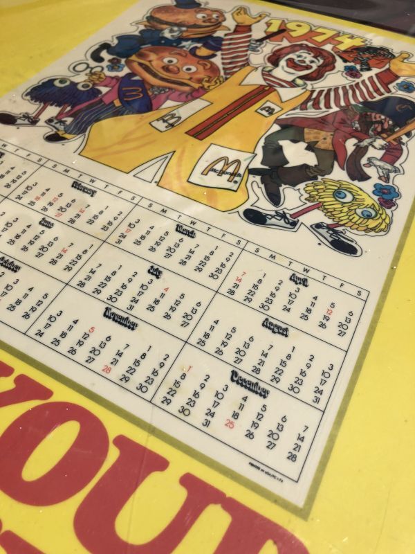 70s Vintage McDonalds GET YOUR POSTER CALENDAR Translite Store