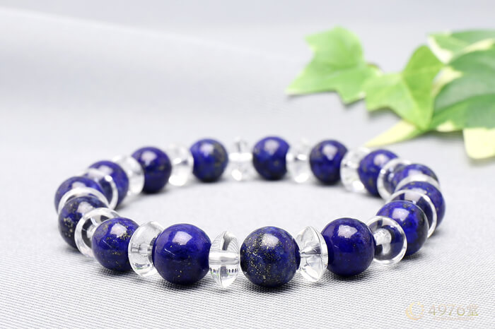 ラピスラズリ ブレスレット 水晶ボタン交互 ｜ 天然石通販の4976堂