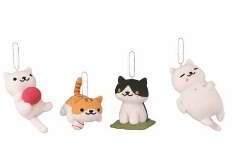 ねこあつめ」のぬいぐるみやクリーナーストラップが8月下旬より