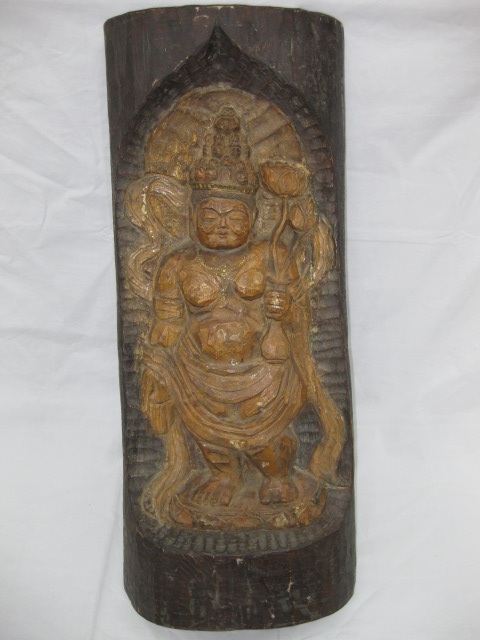 EV529 【彫刻家 牧田善晴 作】一刀彫 木彫 淡彩 稚児「舞踊をする童子