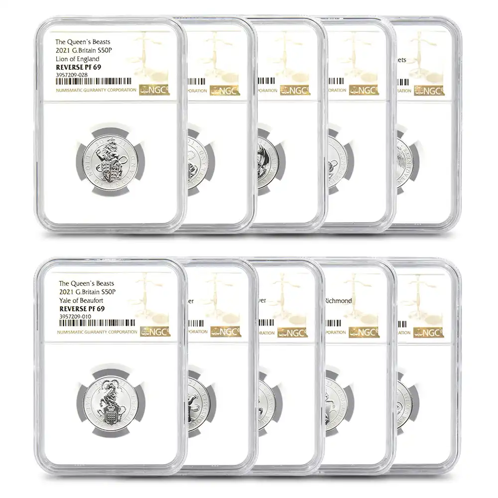 2021 エリザベス2世 クイーンズビースト10枚セット 50ペンス1/4オンス