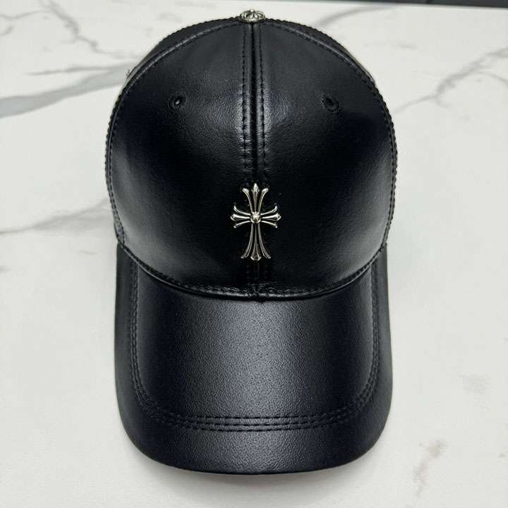 クロムハーツ BS フレア レザー トラッカー キャップ ブラック
