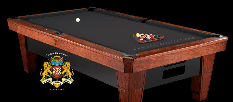 8' Simonis 860 - Black + Free Matching Chalk – coolpooltables.com