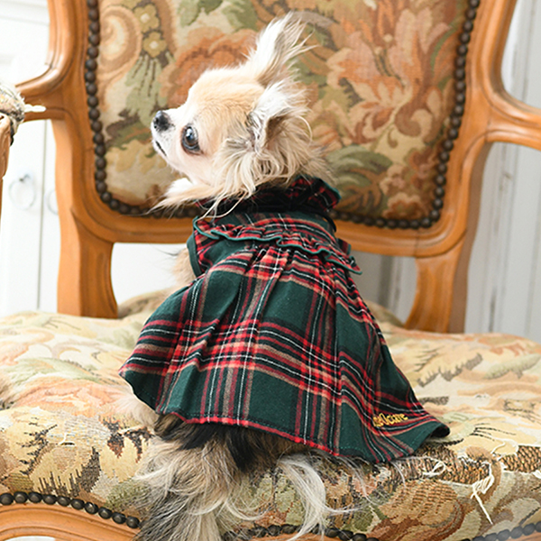 ONE OCTAVE（ワンオクターヴ）チェックフリルワンピ | 犬服・ドック