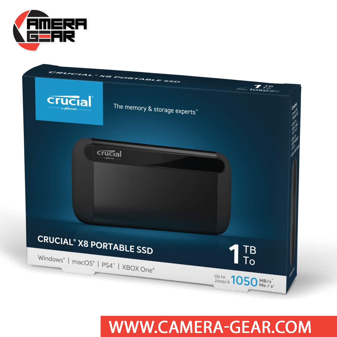 Crucial 1TB X8 Portable SSD USB 3.2 Gen 2 Type-C - Camera Gear