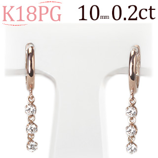 K18中折れ式ダイヤフープピアス(0.20ct)(10mm)(sb0103k) | フープ