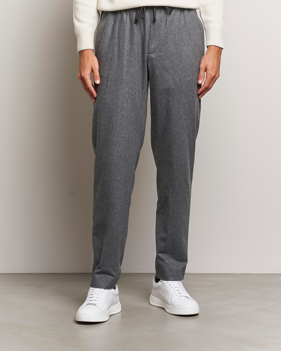 Moncler Flannel Drawstring Pants Grey Melange at CareOfCarl.com