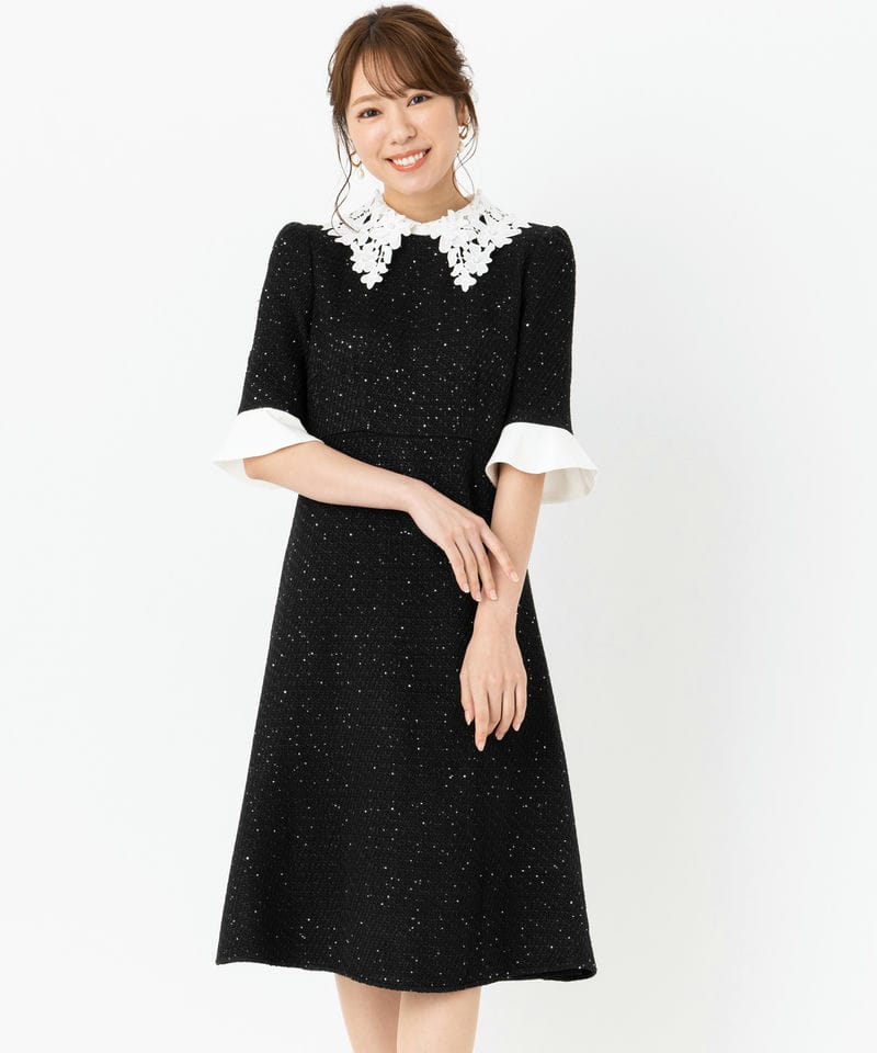 レジャ leja ドレス Mサイズ 黒 襟