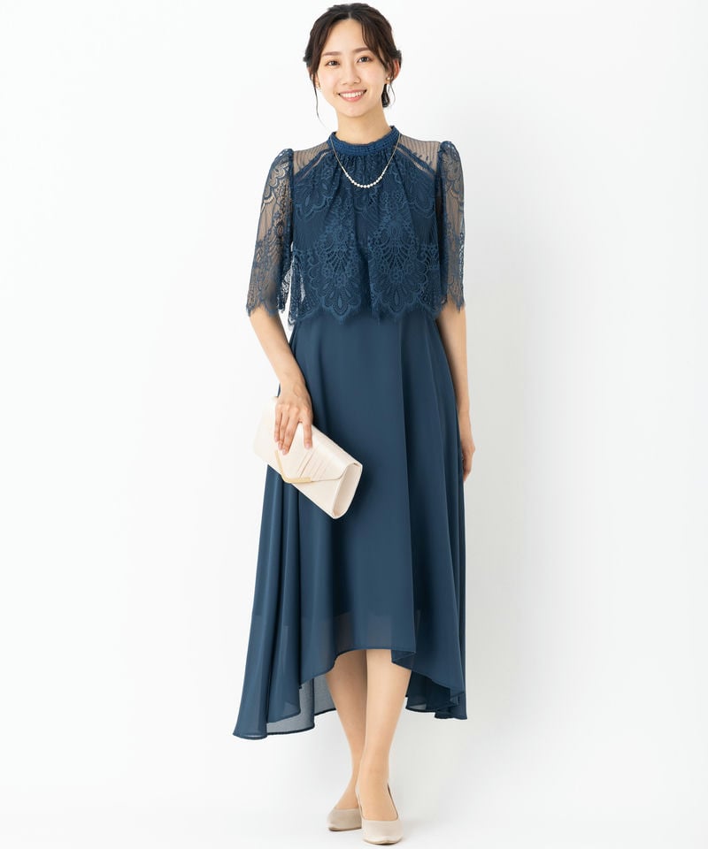 Dorry Doll フラッフィースリーブペンシルドレスブルー