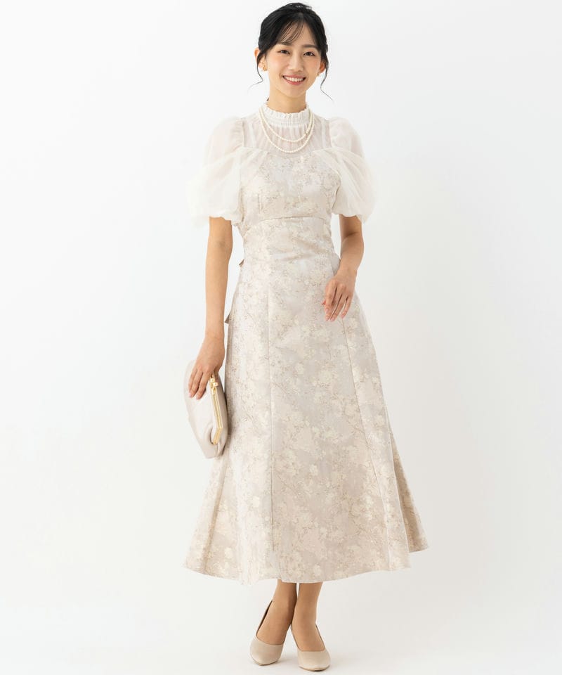 dazzlin シアーベールジャガードワンピース オフホワイト dazzlin