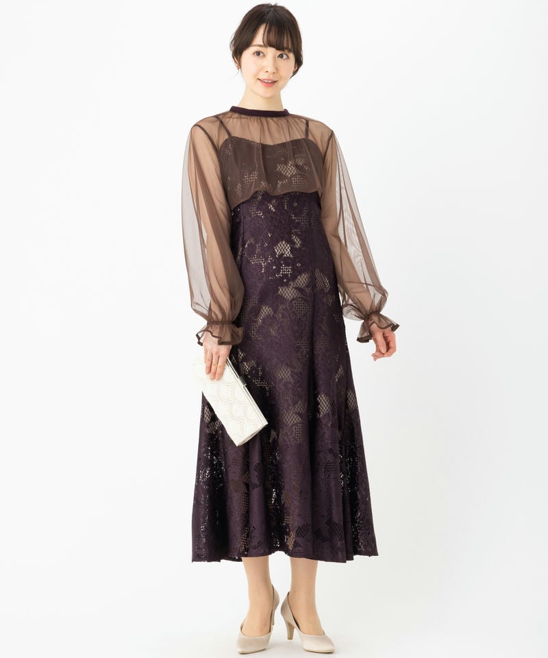 etoll. 3wayシフォンボレロ＆レースキャミドレス S 【公式通販】