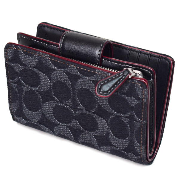 COACH】コーチ デニム スムースレザー シグネチャー ミディアム
