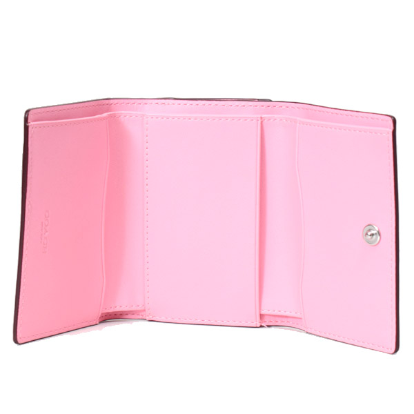 COACH コーチ 財布 レザー スモールウォレット 三つ折り財布 ピンク