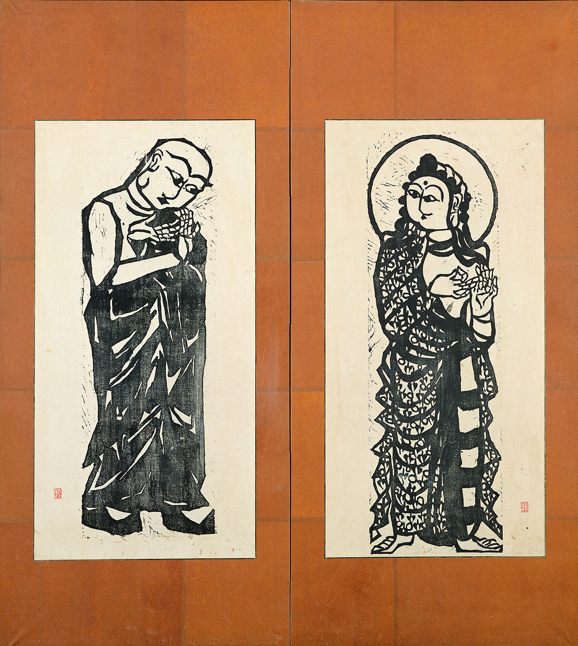 棟方志功在銘水墨【人物画】額装肉未鑑定に付き模写即決品