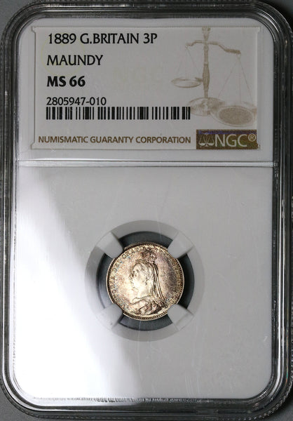 1889 NGC MS 66 Victoria Maundy 3 Pence Great Britain Silver Coin