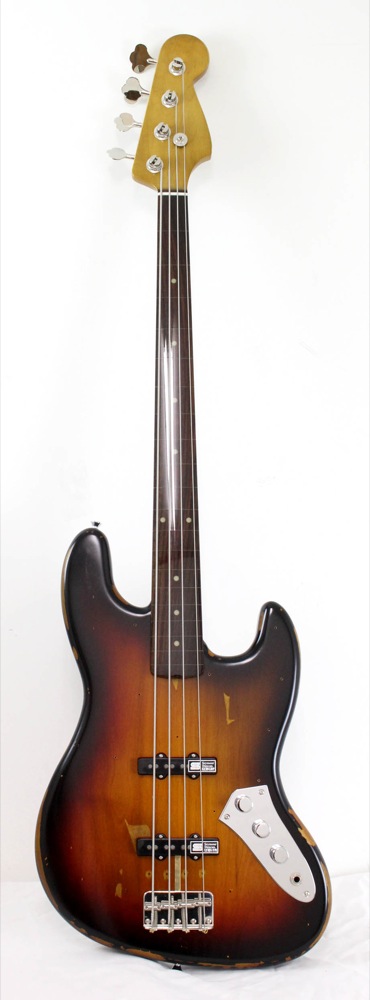 EDWARDS E-JB-128R/RE 3TS レリック仕上げ フレットレス エレキベース