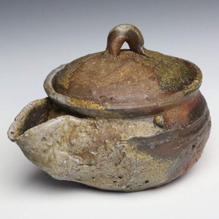 森本良信 備前宝瓶 焼締茶器 満容量140ml 持ち手のない急須 煎茶玉露茶器