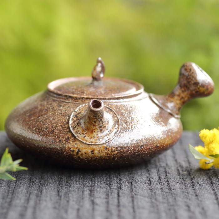 茶道具常滑焼小西洋平作真焼香合共箱C R4909