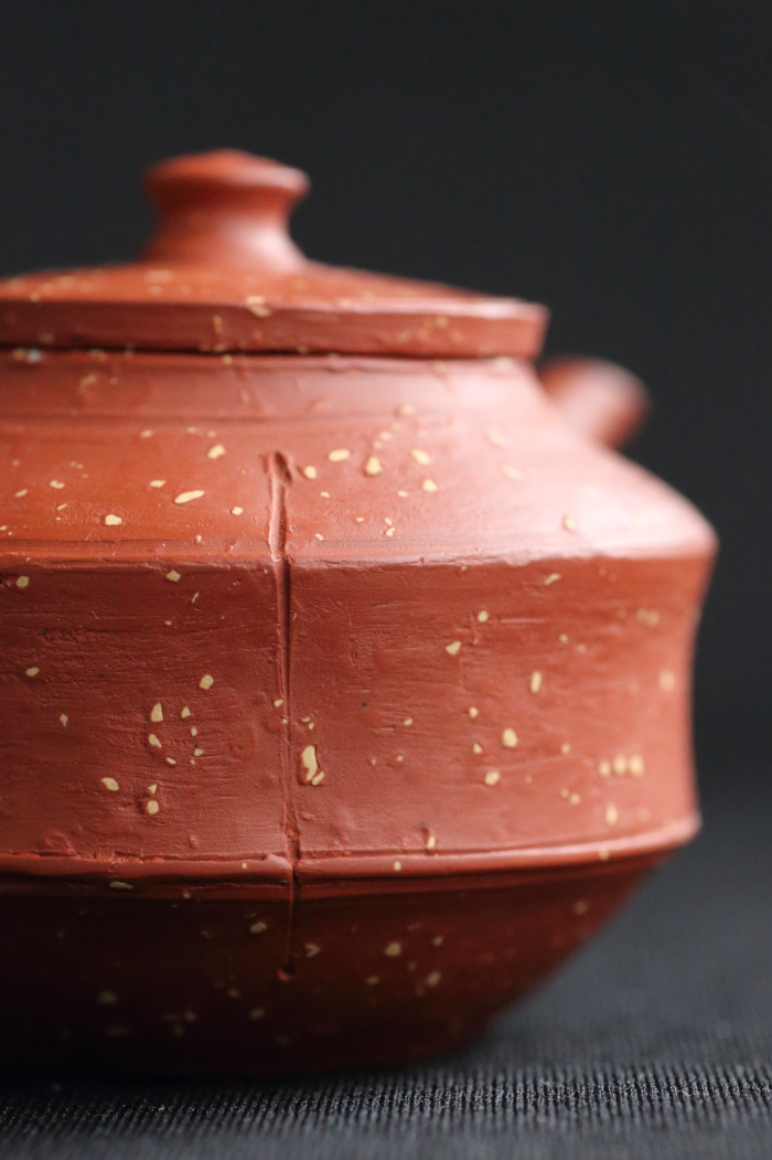 三代山田常山 梨皮朱泥宝瓶 常滑焼 満容量100ml 人間国宝