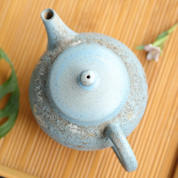 伊藤成二 雅シリーズ 空色茶壷 常滑焼 作家ものティーポット 満容量