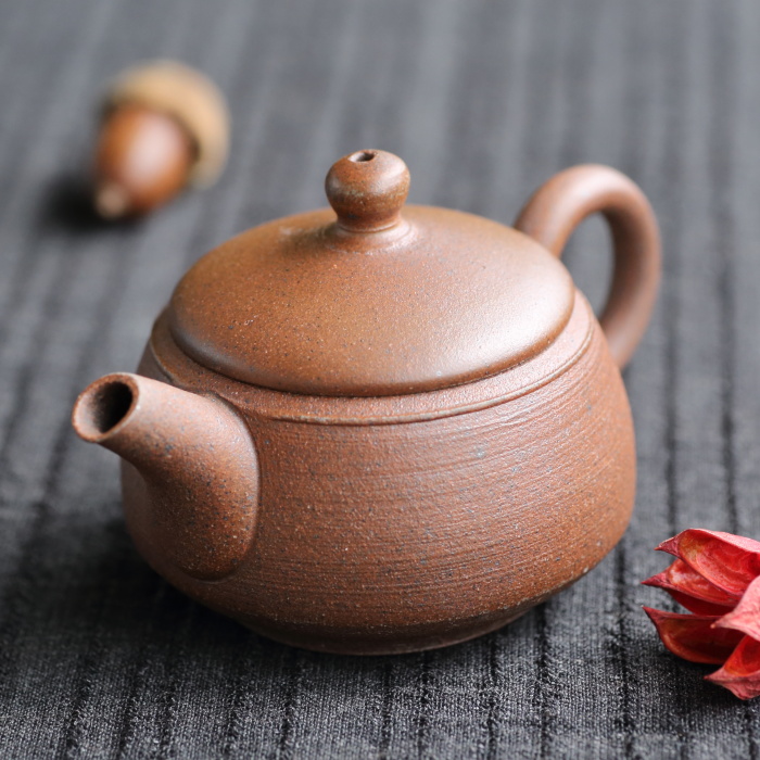 煎茶道具萬古焼伊藤実山作急須茶壷共箱CR7256