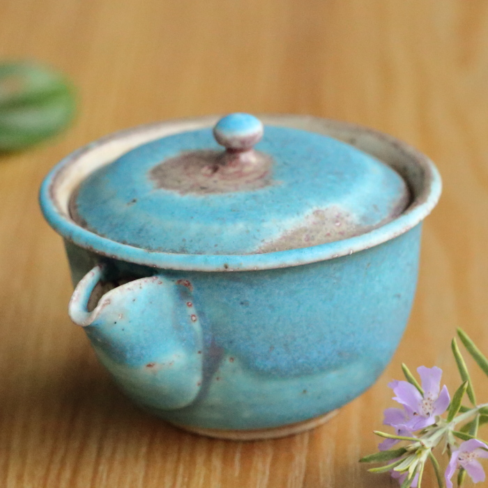 備前焼 茸 宝瓶 青 在銘 茶道具 煎茶器 青備前 備前焼 茸 宝瓶 青 在銘