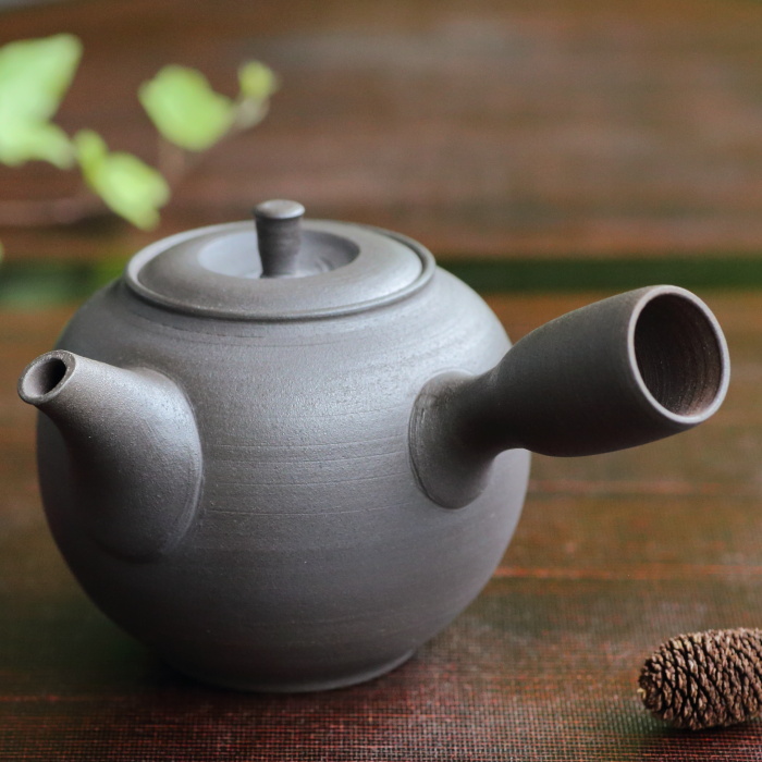 伊藤成二 黒福丸急須 満容量300ml 甚秋陶苑 作家もの常滑焼急須 横手煎茶器