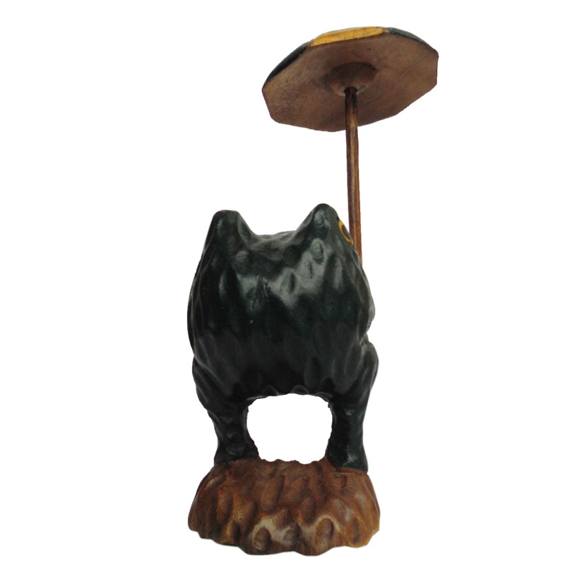 アジアン雑貨 KEU-10 傘持ちカエルさんの木彫り