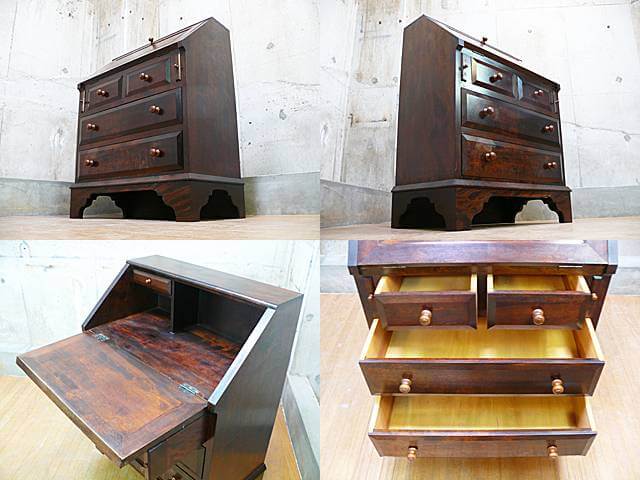 松本民芸家具 ライティングビューロー デスク チェスト 木製 デスク