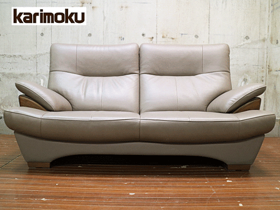 karimoku グレー レザー ソファ (2) 注文 karimoku グレー レザー