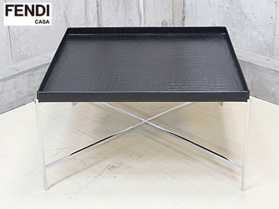 FENDI CASA】フェンディ カーサ 本革張り センターテーブル ブラック