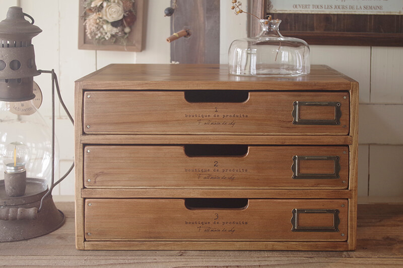 木製A4ファイルキャビネット｜ヴィンテージスタイルの木製レターケース