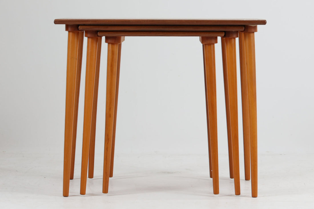 希少 デンマーク ピーター◦ビッツ サイドテーブル チーク/ラタン 希少