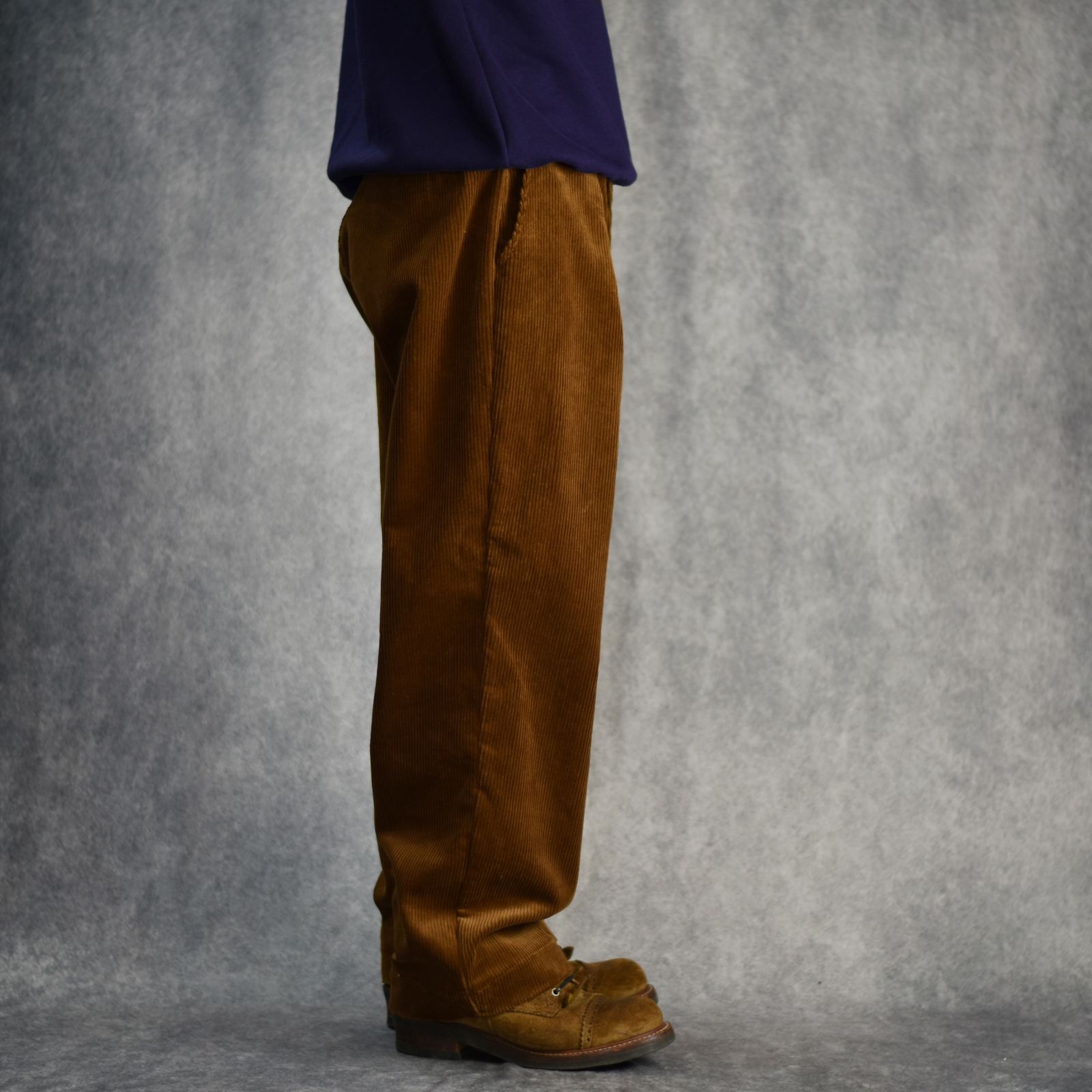 CALEE - 8w COURDUROY TUCK WIDE SLACKS (BROWN) / コーデュロイ 1