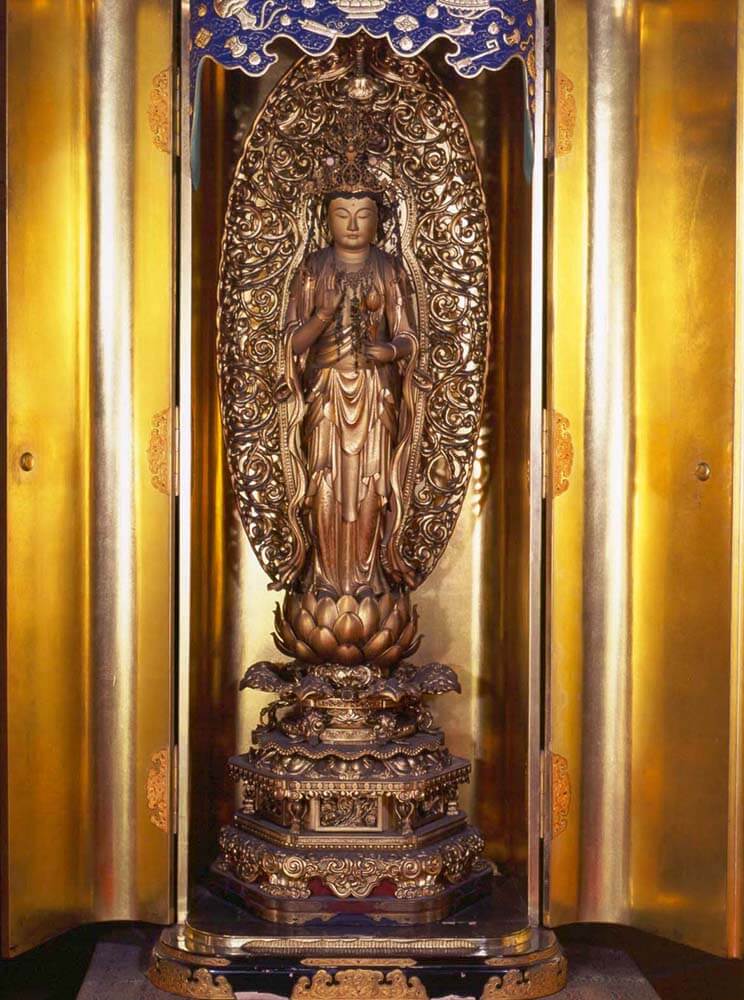 木像 聖観音立像 高さ80cm 大野常楽寺の聖観音菩薩立像/市指定文化