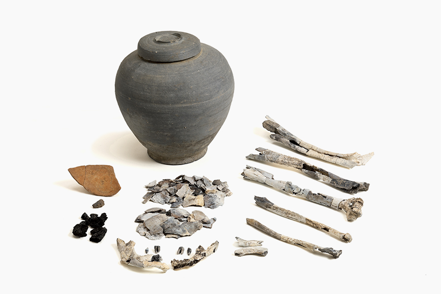 松原市指定有形文化財 立部遺跡火葬墓出土須恵器蔵骨器(壺・蓋)附火葬