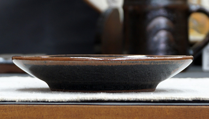 希少 益子焼 赤絵柿釉三脚器 3客揃い 希少 益子焼 赤絵柿釉三脚器 3客