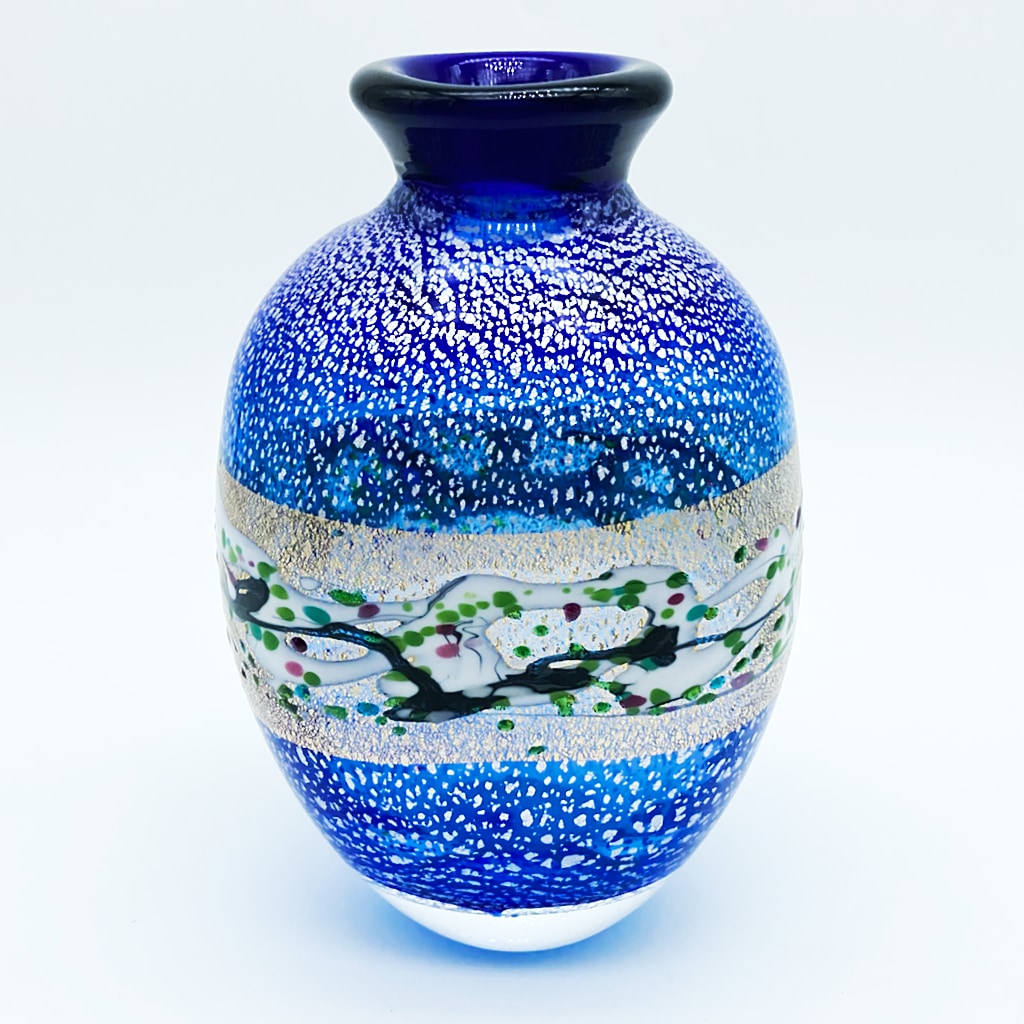 黒木国昭 金彩 硝子 ガラス 花器 鉢 器 硝子 現代の名工 黒木国昭 花瓶