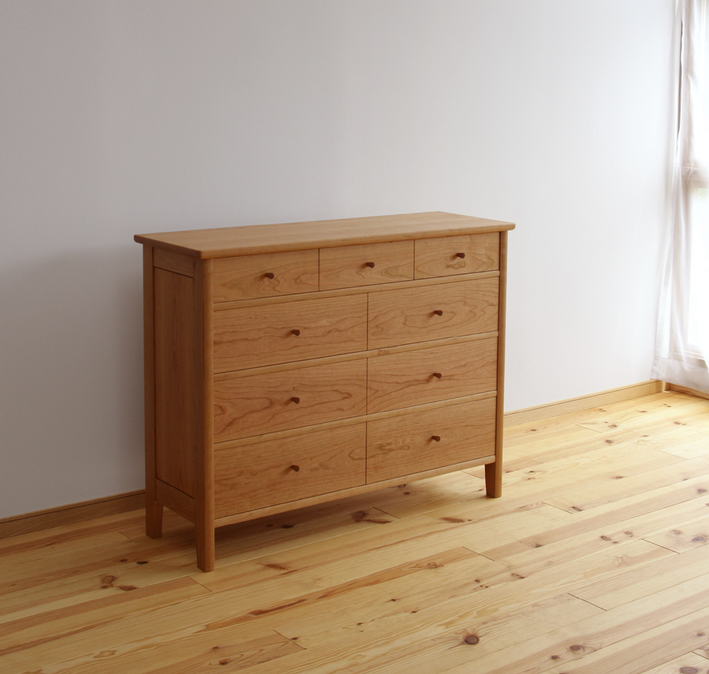 木製 レジカウンター 引き出し付き チェスト チェリー 総無垢材使用