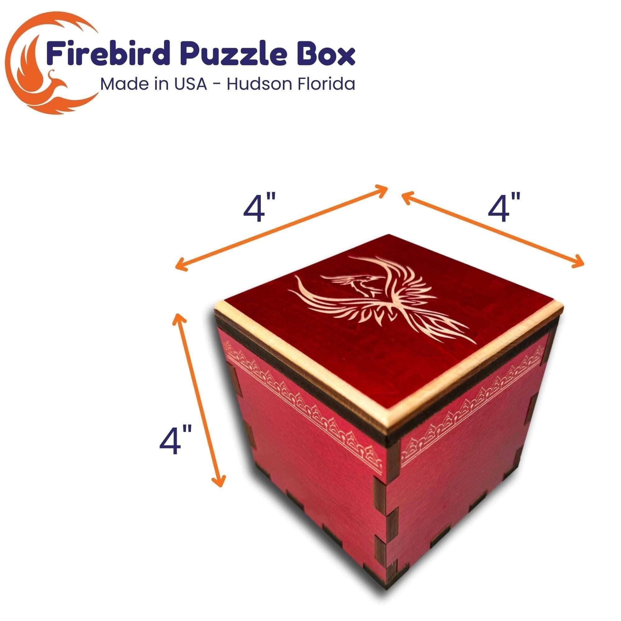Firebird Wood Puzzle Box | Red Stained Maple Lock Box – Creative