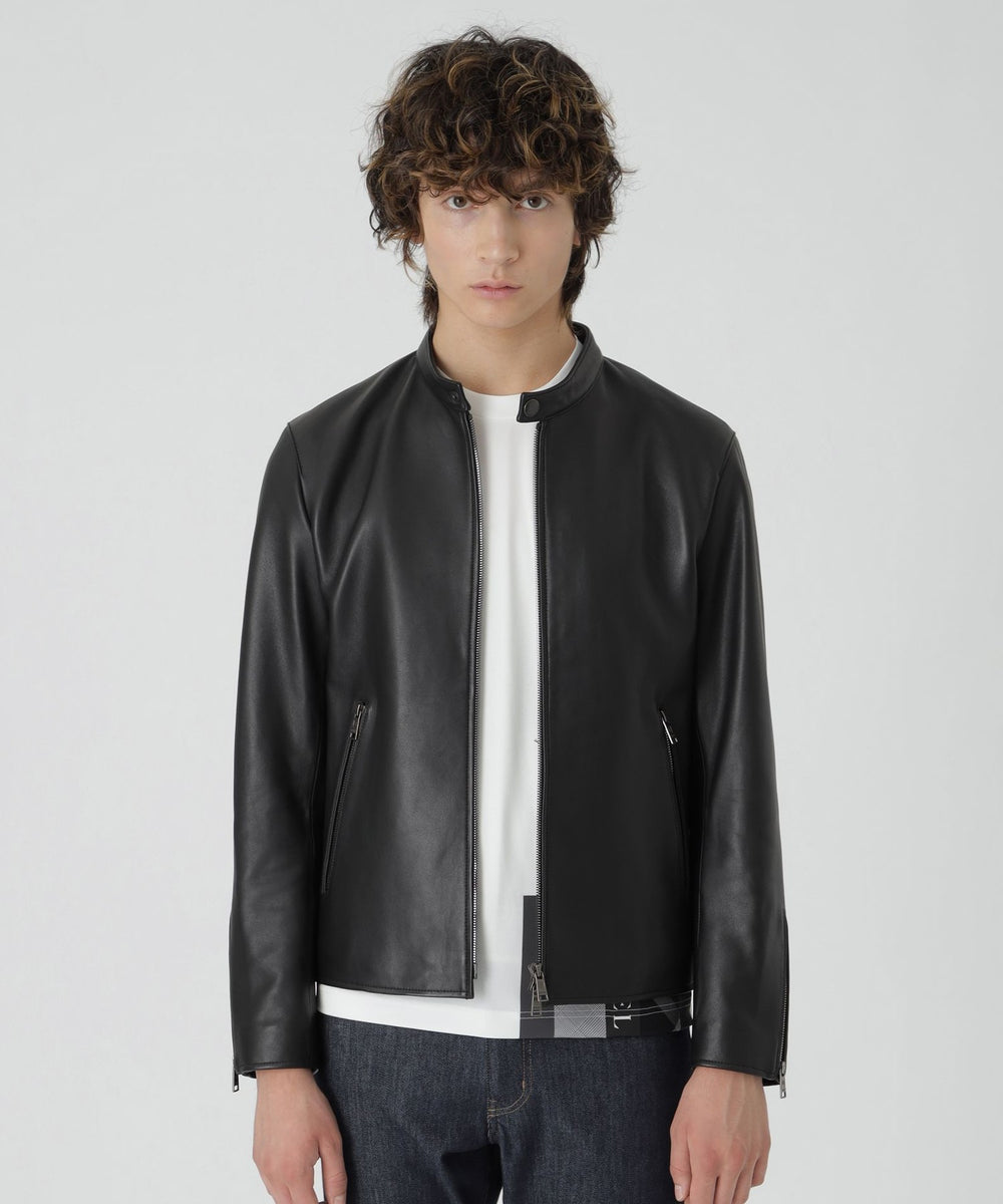 ekam ブラックレザーシングルライダースジャケット