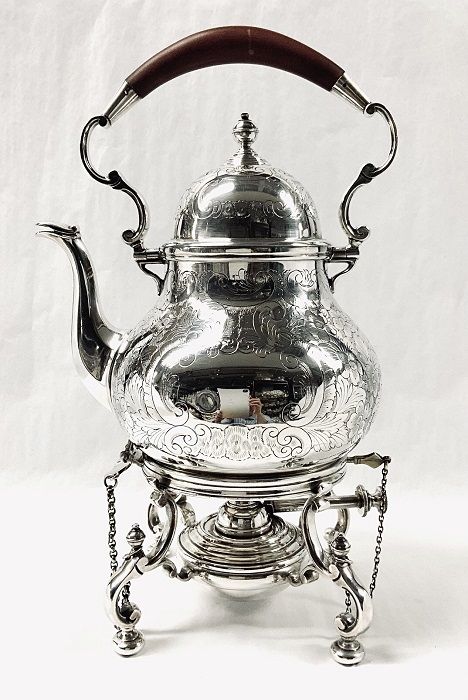 Barker Ellis Silver Plate Tip Kettle | Cynthia Findlay Fine