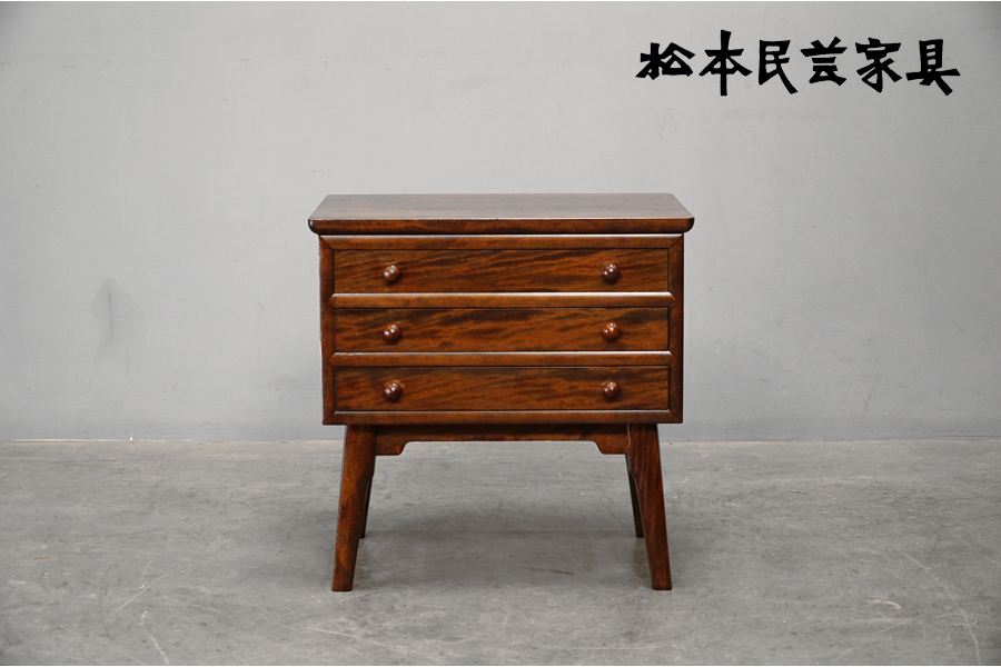 北海道民芸家具 ナイトテーブル サイドテーブル 再塗装済 USED