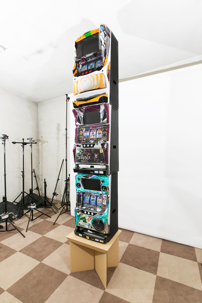 其の35】中古テーブルを加工するパチスロ実機を2台置く台（シンプル