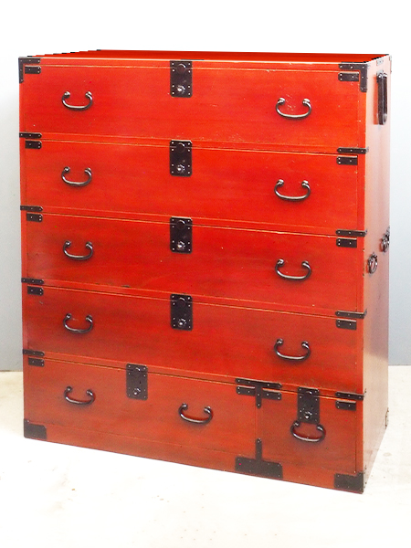 アンティーク和箪笥　朱色　赤家具 楽天市場】アンティーク家具 昭和初期 桐箪笥 総桐材 すりガラス