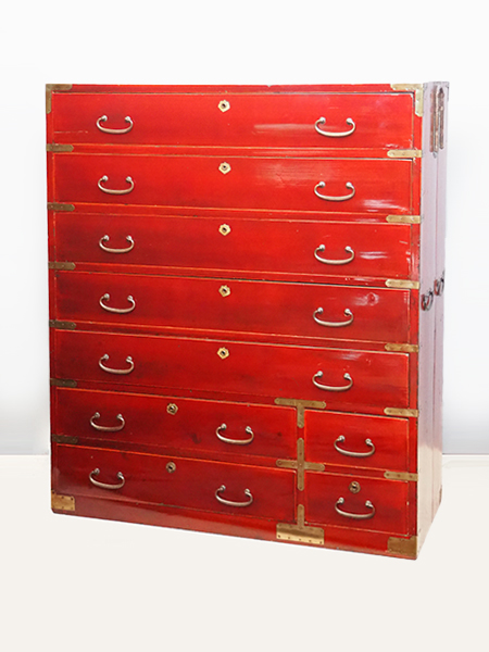 桐材漆塗時代箪笥（京都） ① 京箪笥 アンティーク