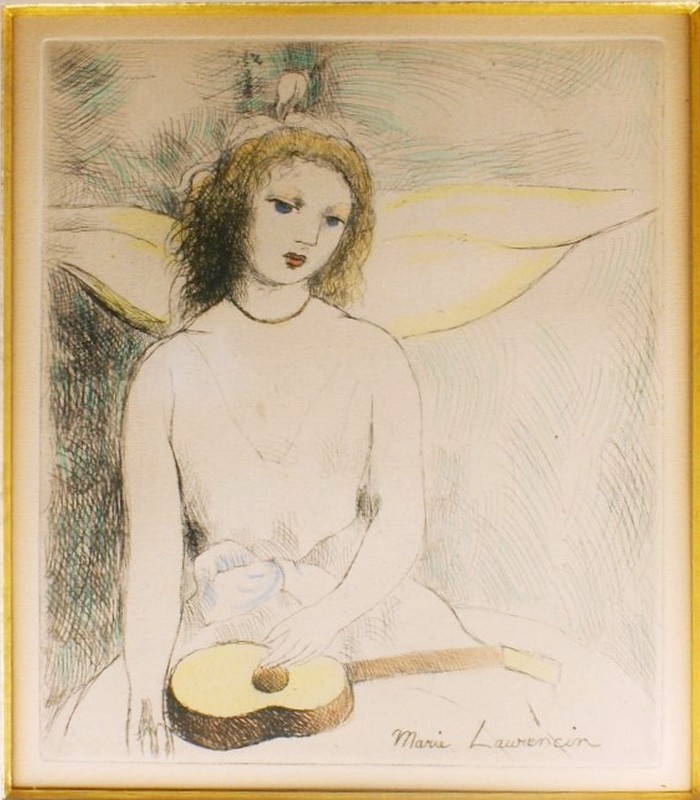 お値下☆マリーローランサン リトグラフ フランス ギターを持つ少女☆ お値